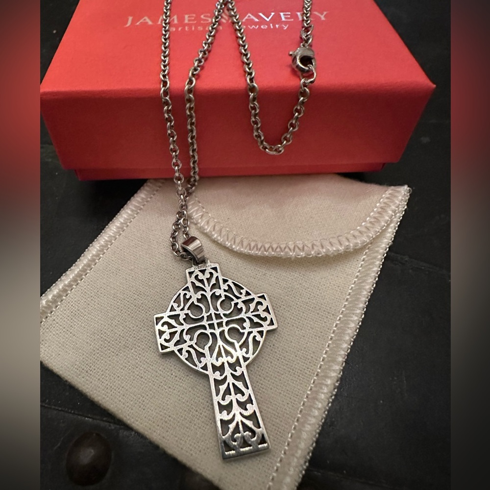 James Avery Sterling 925 Ornate Celtic Openwork Cross Pendant W/ Cable Chain!